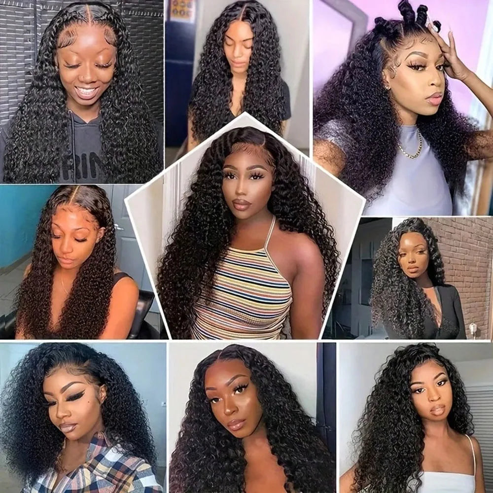 13x4 13x6 HD Transparent Lace Deep Wave Frontal Wig 40-42Inch JerrlyCurly Lace Front HumanHair Wig For Deep Curly Water Wave Wig